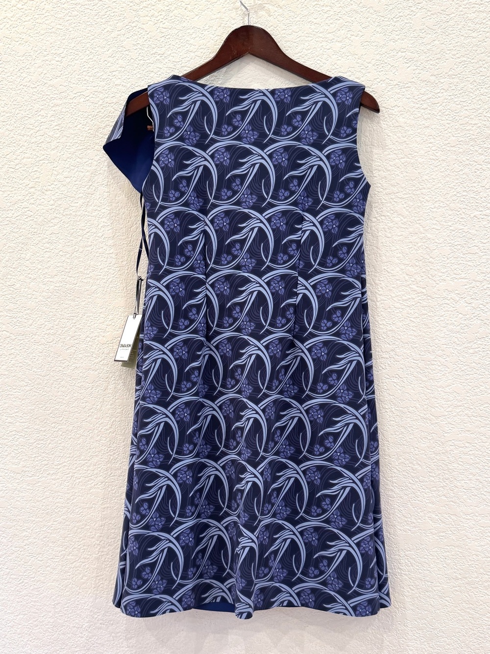NWT Chiara Boni Botanical Print Blue Ruffle V-Neck Sheath Dress US 6 Resort - Picture 9 of 13
